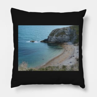 Swimming at Lulworth Cove Near Durdle Door Pillow