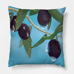 Olives with water drops Pillow