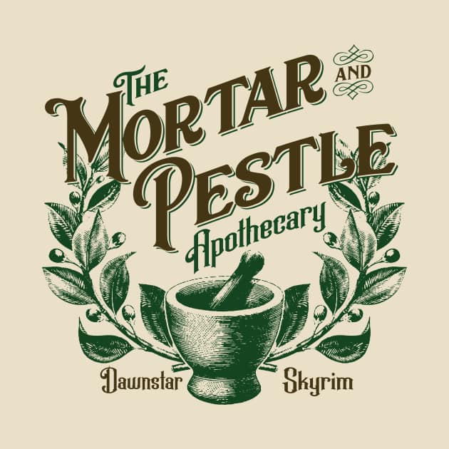 Mortar and Pestle Apothecary Skyrim TShirt TeePublic