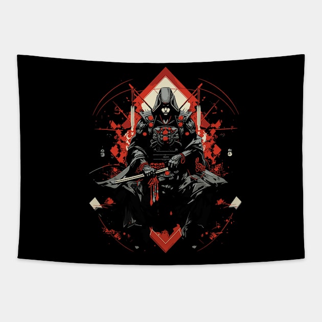 Japanese Artwork in Modern Design Style Tapestry by rhazi mode plagget