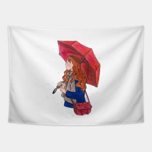 Girl with Umbrella Tapestry