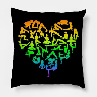 Rainbow Yoga Poses Heart Pillow