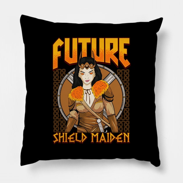 Future Shield Maiden Female Viking Warrior Pillow by theperfectpresents