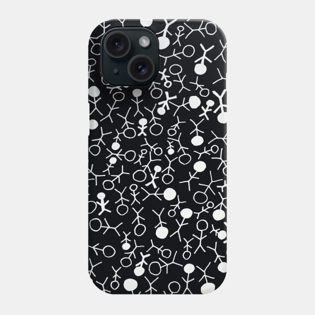 Stick Figures Doodle White Phone Case by Mijumi Doodles