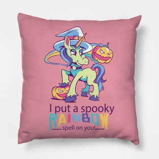 Witch Unicorn Halloween Pillow