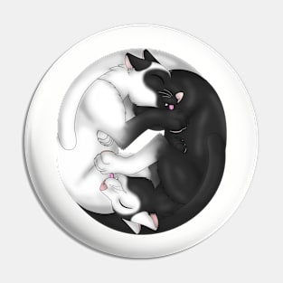 Yin-Yang Cats: Siamese Black/White Pin