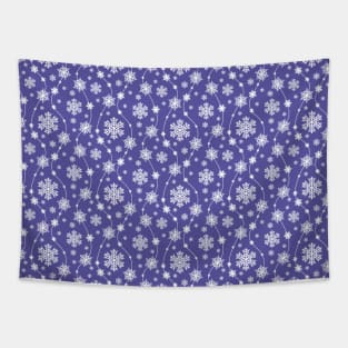 Bright Purple and Winter White Snowflakes Pattern Tapestry