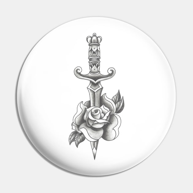 Dagger and Rose Pin by Tanisha Vidale