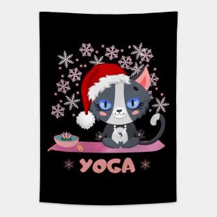 Cat Yoga at Christmas Tapestry