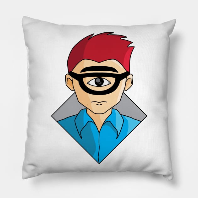 Red Haired Cyclops Pillow by inotyler