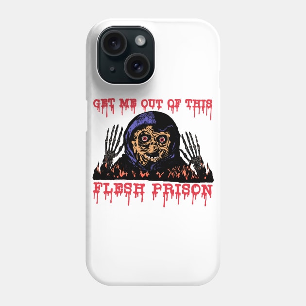 GET ME OUT OF THIS FLESH PRISON Halloween Horror Monster Hell Fire Skull Spooky Goth October Shirt Phone Case by blueversion