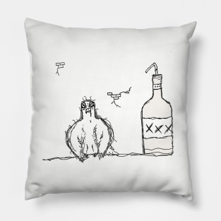 Drunk Pigeon Outline Pillow