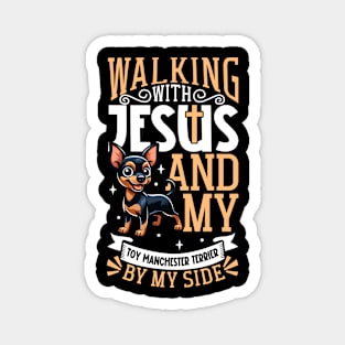 Jesus and dog - Toy Manchester Terrier Magnet