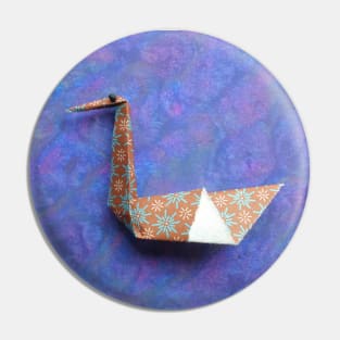 Origami swan blue pastel background Pin