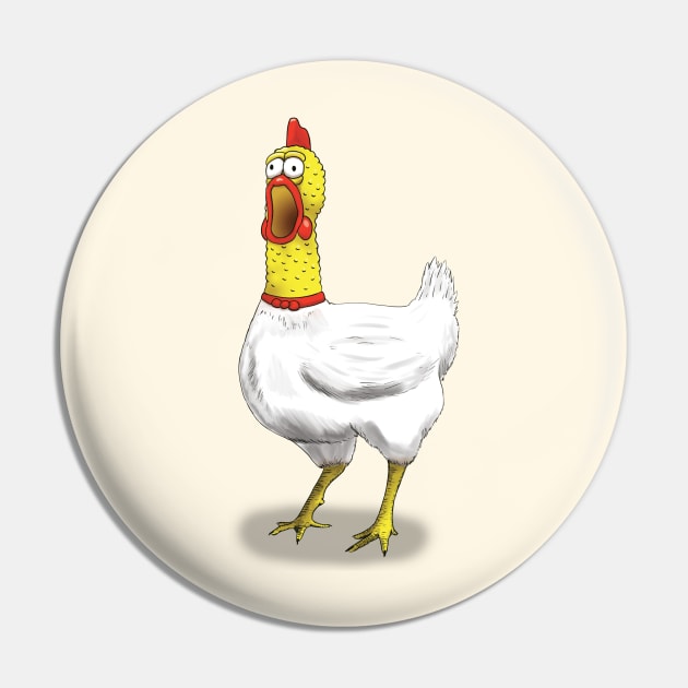 Rubber Headed Chicken Pin by ThompsonTom Tees