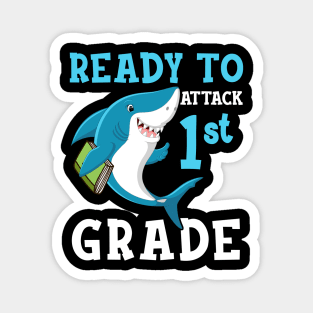 Kids Shark Ready To Attack First Grade First Day of School Magnet