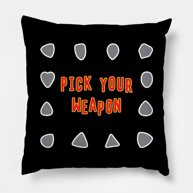 Guitar Pick your Weapon Music Shirt Pillow by spiralrewind