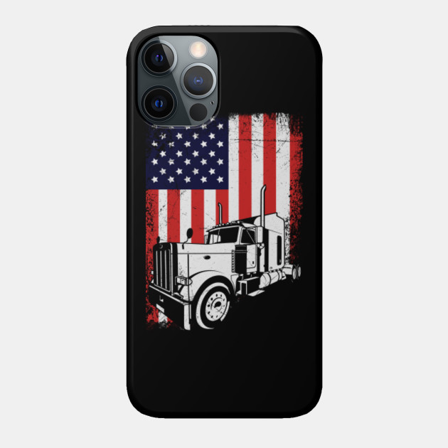 Truck Driver American Flag Trucker Gift - Truck Driver - Phone Case