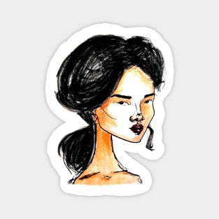 pretty young lady. cartoon portrait Magnet