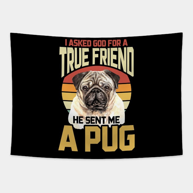 Retro Pug Tapestry by ShirtsShirtsndmoreShirts