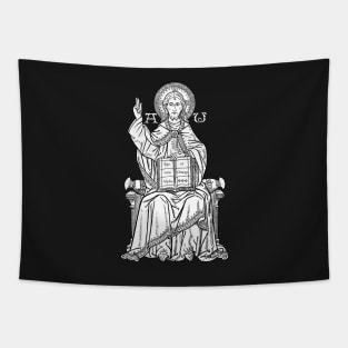 Alpha and Omega - black bkg Tapestry