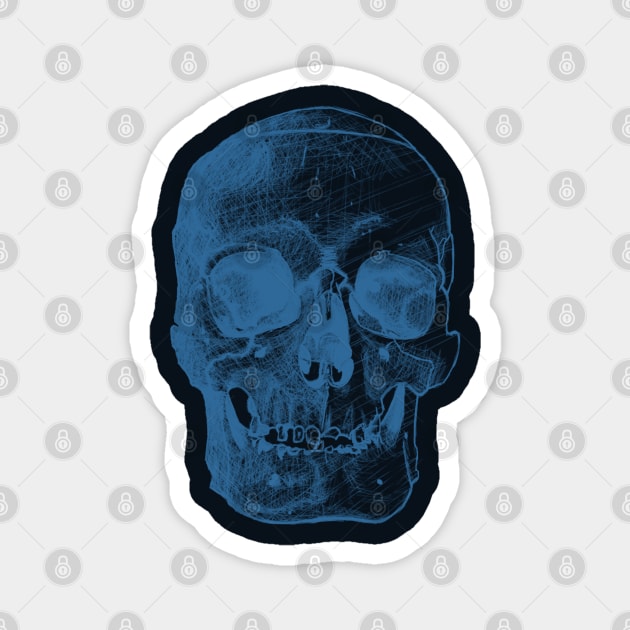 Front Skull Sketch - Blue/Dark Magnet by Designs by Kat