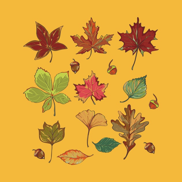Botanical illustration of autumn leaves by EEVLADA