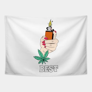 Cannabis Weed Lover BFF Stoner Babe 420 Best Buds Matching Tapestry