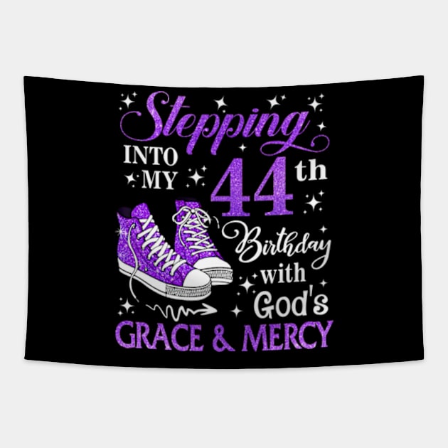 Stepping Into My 44th Birthday With God's Grace & Mercy Bday Tapestry by MaxACarter