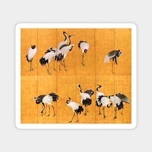 Cranes, Birds on Golden Yellow Screens, Maruyama Okyo 1770s Magnet