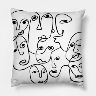 Abstract Faces Line Drawing Pillow