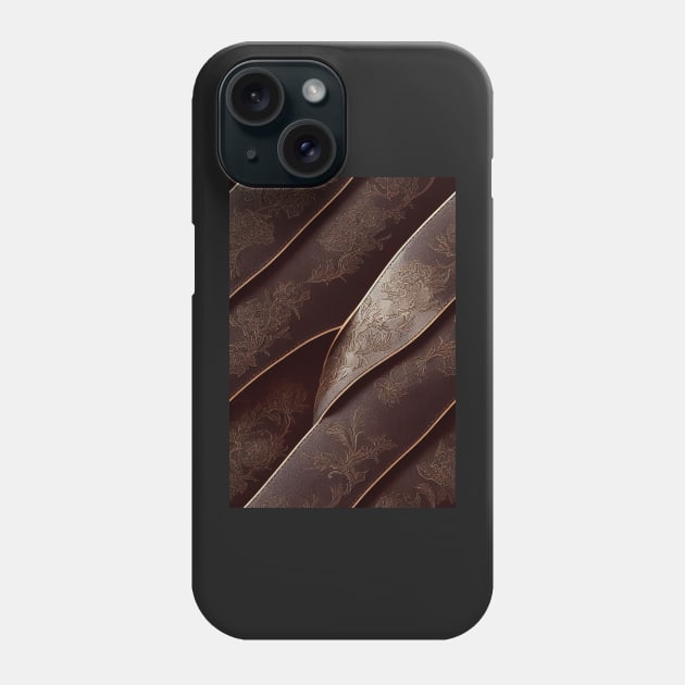 Dark Brown Ornamental Leather Stripes, natural and ecological leather print #73 Phone Case by Endless-Designs