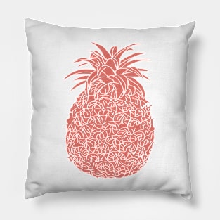 Coral Glitter Filled Pineapple Design Pillow