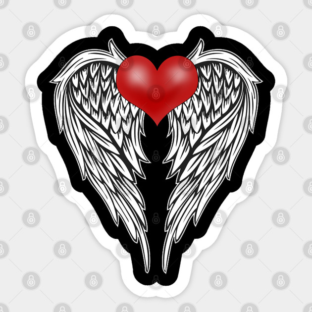 Get Wallpaper Angel Heart Tattoo Angel Heart Sticker Teepublic Desktop Wallpaper Free