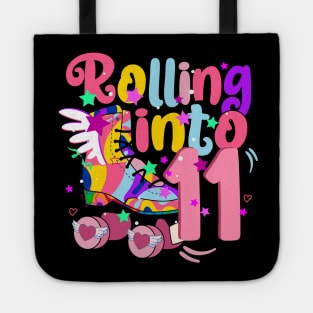 rolling into 11 - 11th birthday girl roller skates theme party Tote