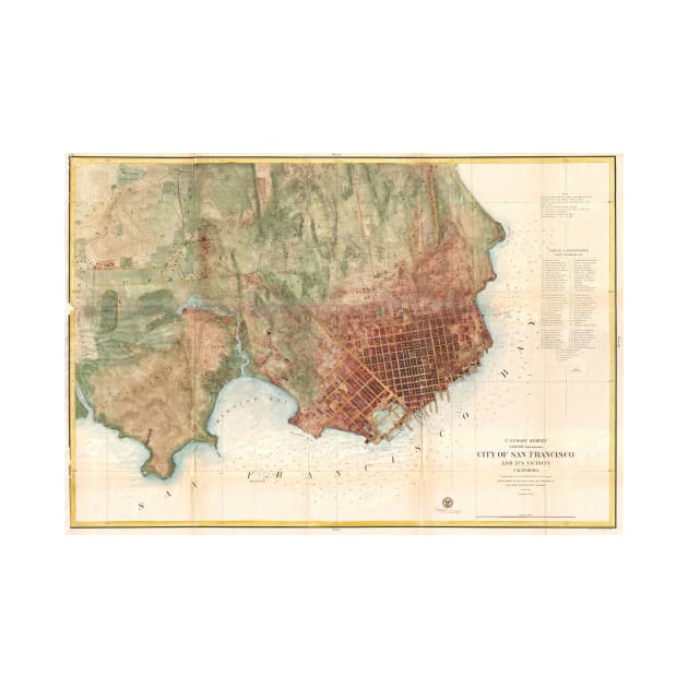 Vintage Map of San Francisco California (1858) by Bravuramedia