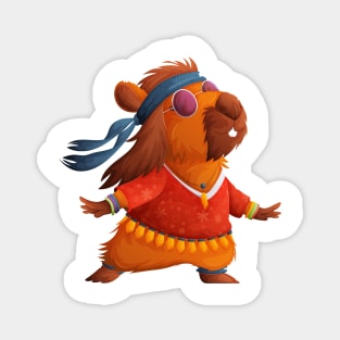 Cute capybara in hippie clothes Magnet