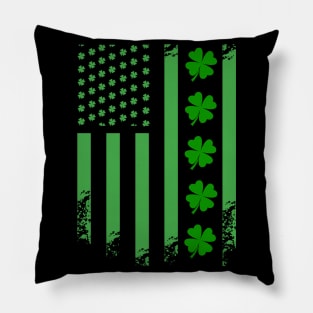 USA Flag Shamrock Pillow