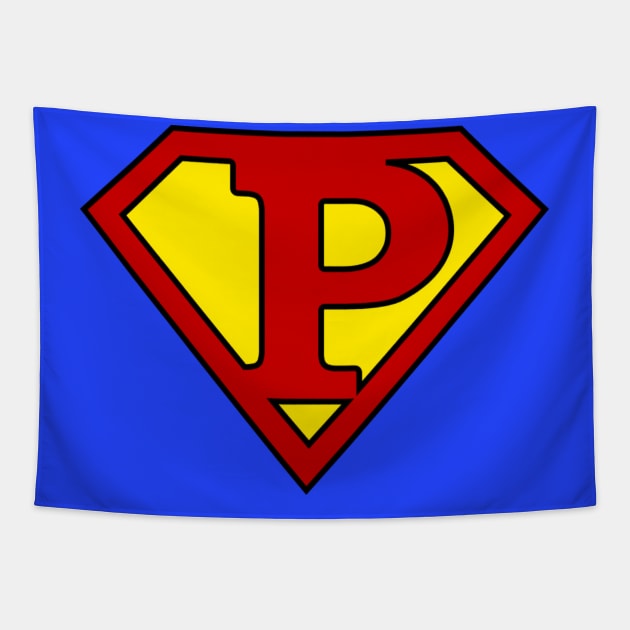 Superhero Symbol Letter P Tapestry by NextLevelDesignz