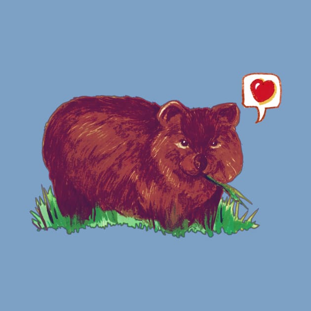 Wombat Love - Cute Cartoon Wombat by FishWithATopHat