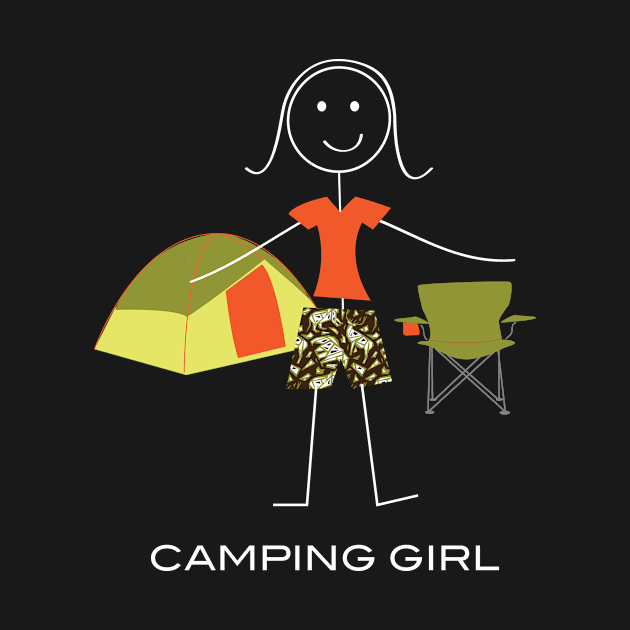 Funny Womens Camping Girl illustration by whyitsme