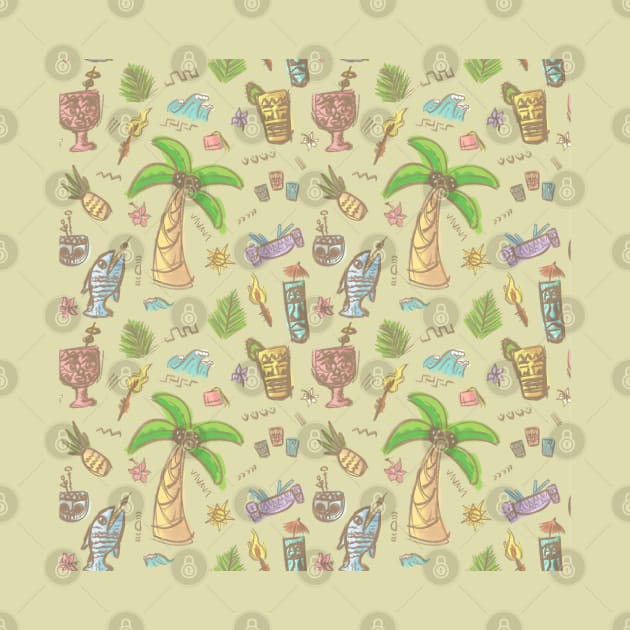 Tiki Sketch Pattern by designering_sarah