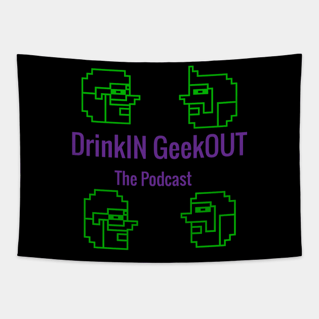 DrinkIN GeekOUT (corner heads) Tapestry by DrinkIN GeekOUT Armor Shop