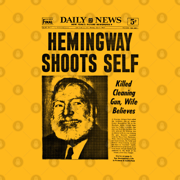 Ernest Hemingway Newspaper Headline PopArt Design Ernest Hemingway