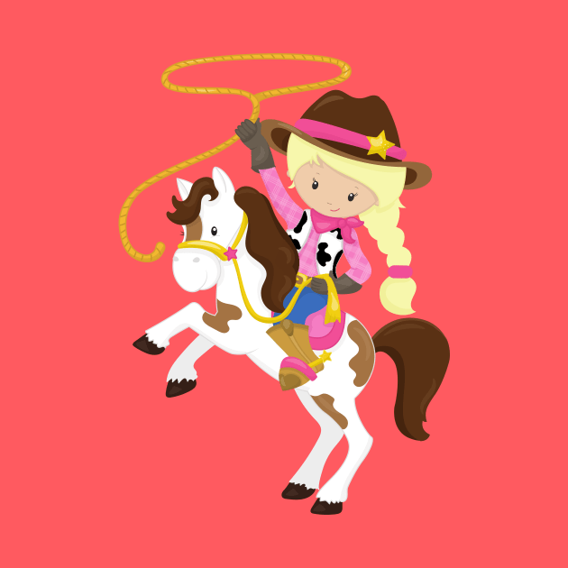 Cowgirl, Sheriff, Horse, Lasso, Blonde Hair by Jelena Dunčević