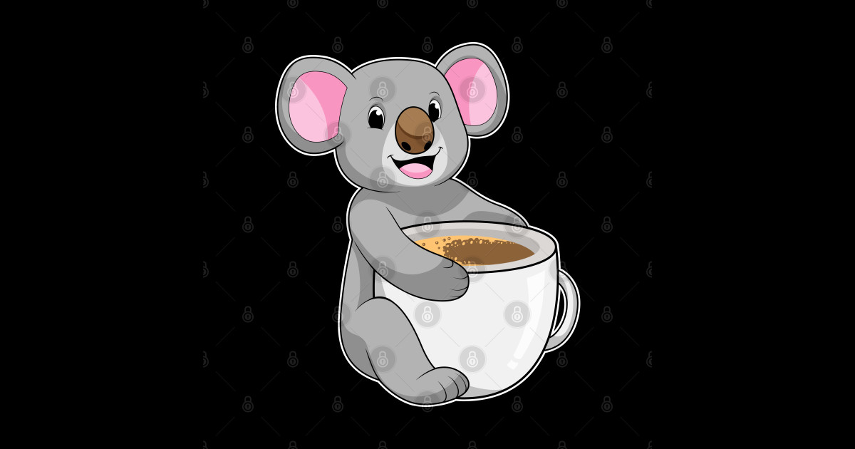 Koala with Coffee Cup Coffee Posters and Art Prints TeePublic