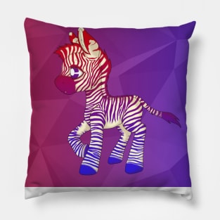 Red Blue Gradient Baby Zebra Pillow