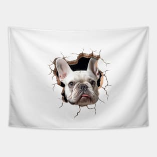 French bull dog cracked wall Tapestry