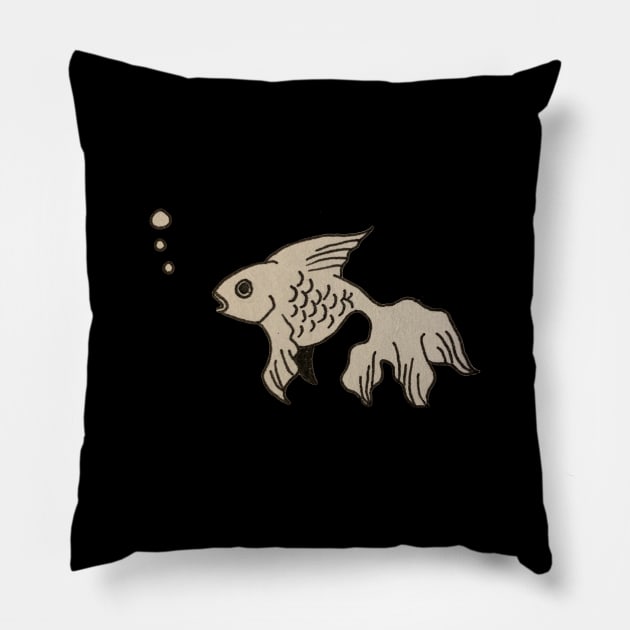 Textured goldfish doodle Pillow by ballooonfish