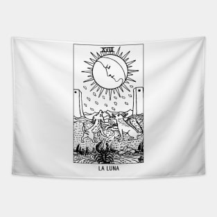 "La Luna" The Moon Tarot Card Black and White Tapestry
